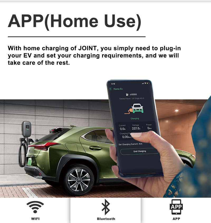 The EVC D1 can manage EV charging activities via Wi-Fi/BLUETOOTH, in combination with an APP.