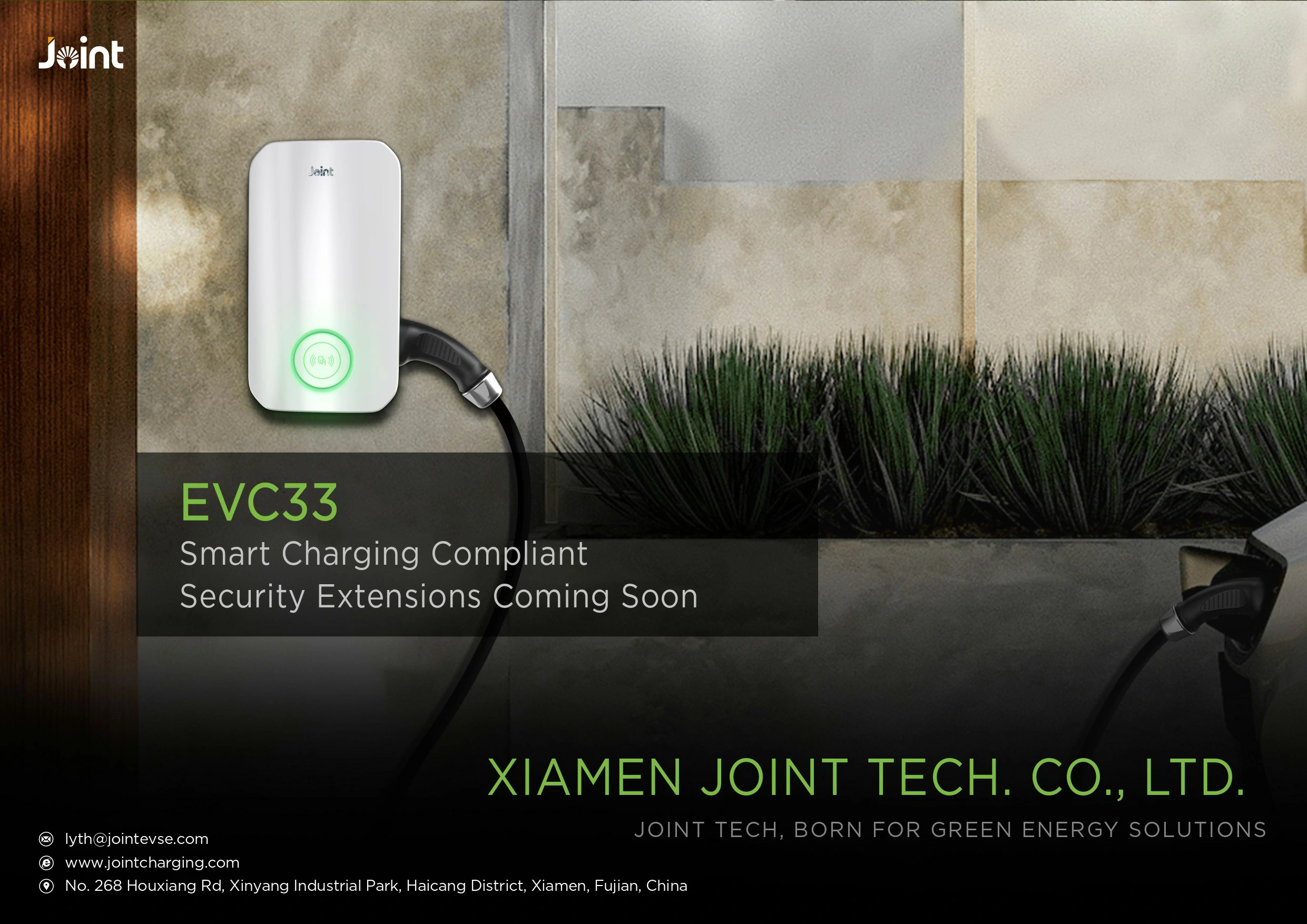 The EVC 33 is a wall/post mount Mode3 smart charger with up to 22kW output with IEC62196-2, Type 2 Plug&Socket.