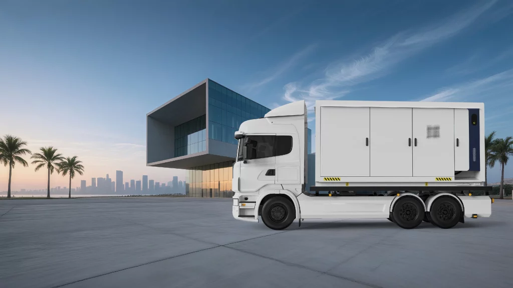electric truck charging depot with DC fast chargers for fleet operations