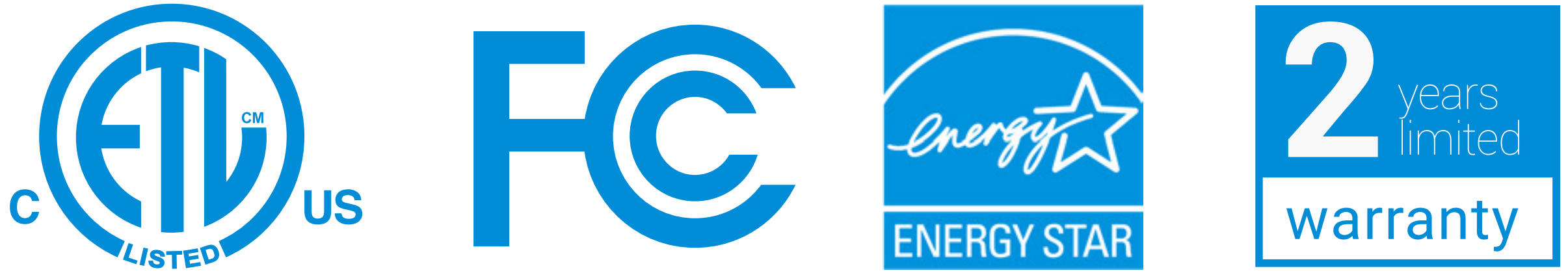 ETL、FCC、Energy Star certification logos