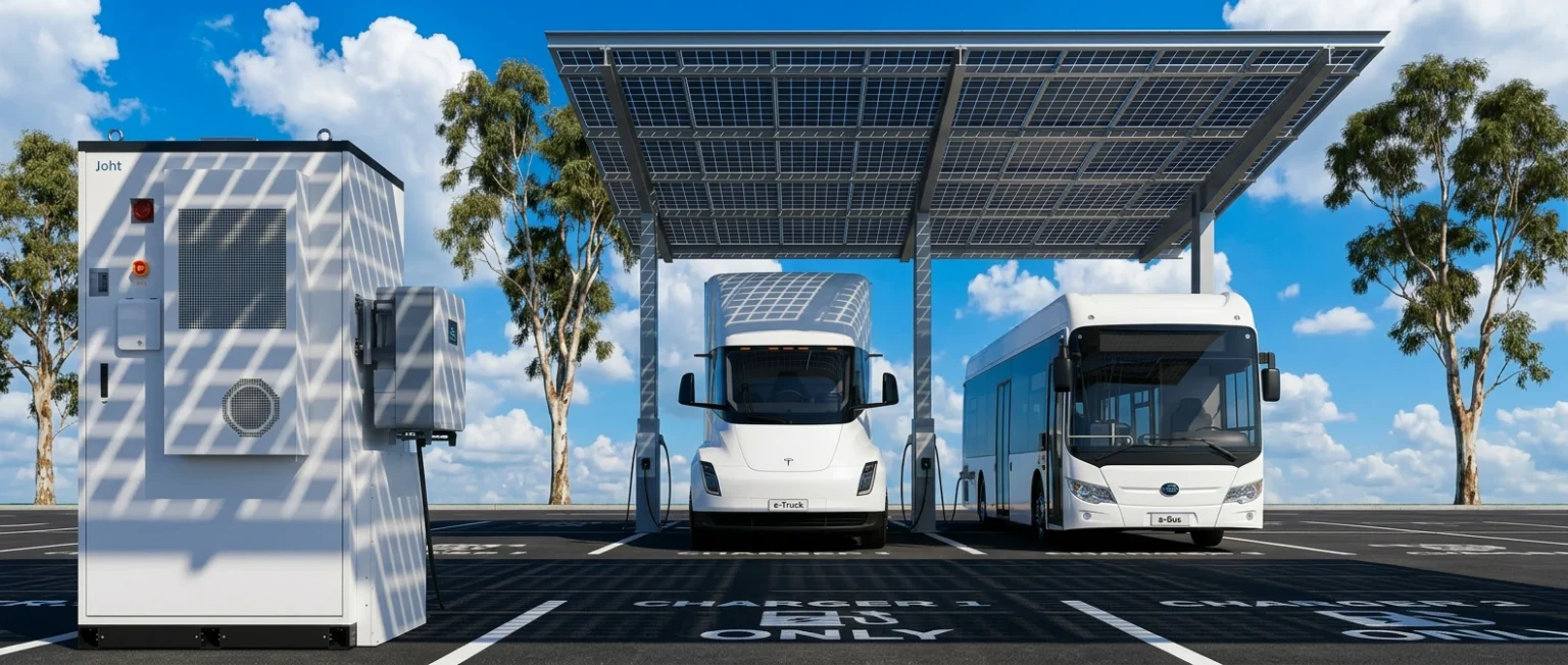 Electric vehicles charging under solar panels